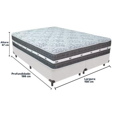 Cama Box Branco E Colchão Black Graphite Molas Ensacadas Queen 158x198x32 Anjos