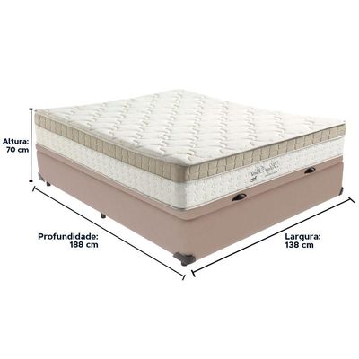 Cama Box Baú Bege E Colchão King Best Molas Ensacadas Casal 138x188x33 Anjos