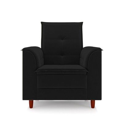 Poltrona Decorativa Amamentação Reforçada E Puff Luly Suede preto