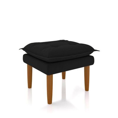 Poltrona Decorativa Amamentação Reforçada E Puff Luly Suede preto