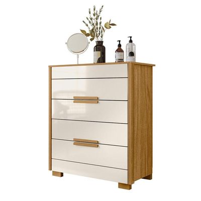 Cômoda Com 4 Gavetas 86x103cm Dhara Moval Cor:freijó/off White