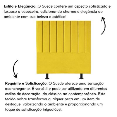 Cabeceira Estofada Cama Solteiro 90 Cm Luísa Suede E Frame Cor:amarelo
