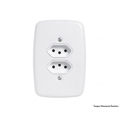 Tomada Dupla Ideale Br 2Pt+T C/Pl 10A 250V 3213 c/12pcs