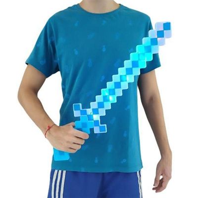 Brinquedo Espada Pixel Minecraft 58cm Som E Luz Azul Nº12