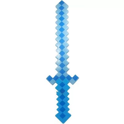 Brinquedo Espada Pixel Minecraft 58cm Som E Luz Azul Nº12