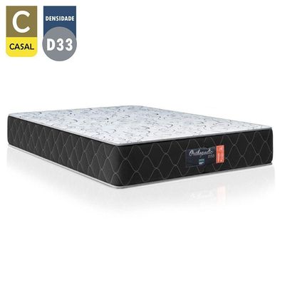 Cama Box Casal + Colchão Semi Ortopédico Extra Firme Espuma D33 Prime Colchões 138x188x72 Preto