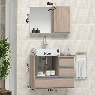 Conjunto Gabinete Polo 60cm Madeirado Inteiro