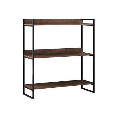Aparador Industrial 3 Prateleiras Córdoba 95cm Preto E Carvalho Marrom