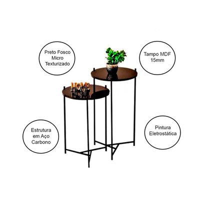Conjunto De Mesa Lateral áquila Preto