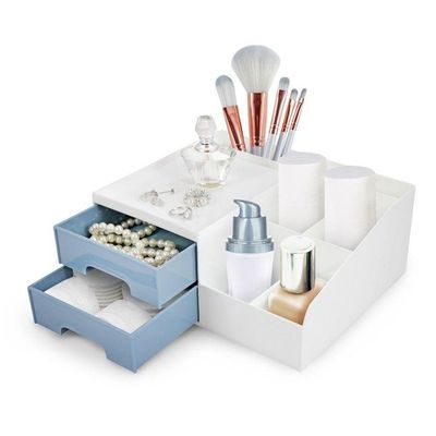 Conjunto Organizador Multi Uso De 2 Gavetas E De Mesa Azul