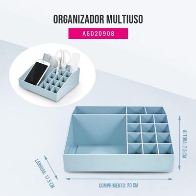 Conjunto Organizador Multi Uso De 2 Gavetas E De Mesa Azul