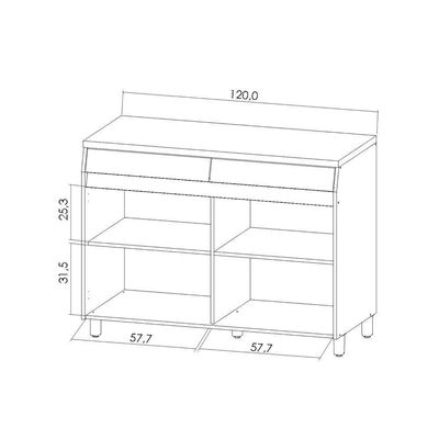 Balcão Simone Mendes 120cm 2 Portas 2 Gavetas Nesher Carvalho/Greige