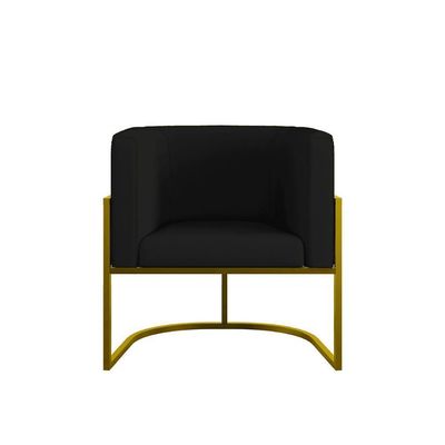 Kit 2 Poltronas + Sofá 2 Lugares Base De Metal Gold Corino Preto