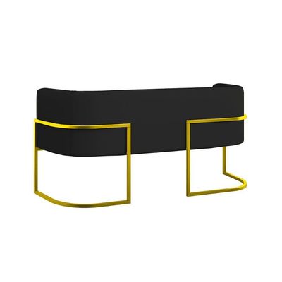 Kit 2 Poltronas + Sofá 2 Lugares Base De Metal Gold Corino Preto