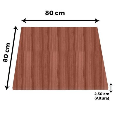 Mesa Beta Inox 75 Cm altura Disco Redondo Tampo Mdp Quadrado 80 Cm Largura X 2,50 Cm Altura Walnut