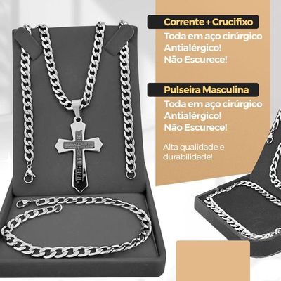 Cordão Prata Grumet Relogio Masculino Aço Inox Pulseira
