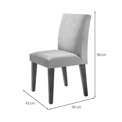Conjunto de Mesa de Jantar Retangular com Tampo de Vidro Off White Luna e 6 Cadeiras Grécia Suede Animalle Chocolate e Imbuia