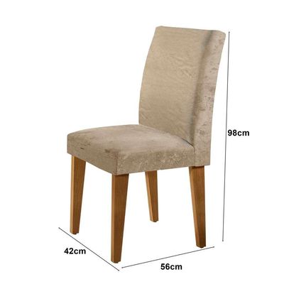 Conjunto de Mesa de Jantar Berlim III com Vidro 4 Cadeiras Grécia Suede Chocolate e Off White