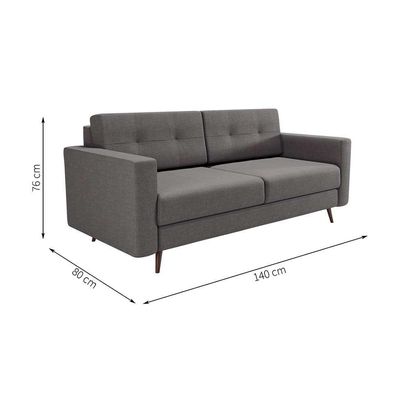 Sofá 2 Lugares Living Pé Palito Linho Cotton Cinza