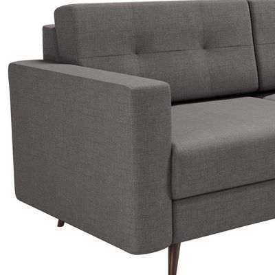 Sofá 2 Lugares Living Pé Palito Linho Cotton Cinza