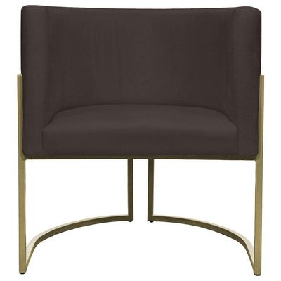 Poltrona Decorativa Recepção Luna Suede Base Ferro Champagne Marrom Suede