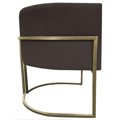 Poltrona Decorativa Recepção Luna Suede Base Ferro Champagne Marrom Suede