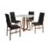 Conjunto De Jantar Mesa Mônaco Premium 90cm Branca Com 4 Cadeiras Estofadas Pretas Base Cobre Preto