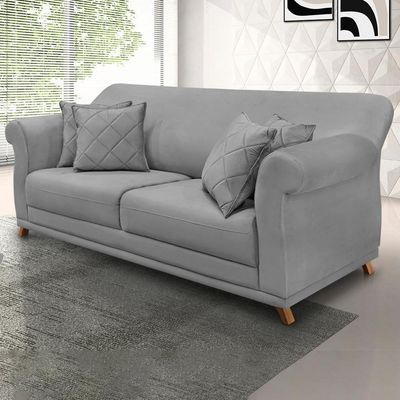Sofa 3 Lugares Retro Polo 200cm Com Almofada Veludo 2938 Ezz 2938