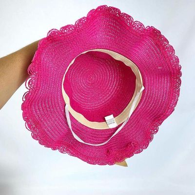 Chapéu Infantil Menina De Palha Sintética Com Laçinho Moda Verão pink