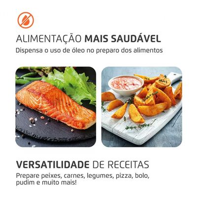 Fritadeira Elétrica Sem Óleo Air Fryer Oven 2 em 1 Mondial AFON-12L-BI 12L Digital Preto com Inox / 110V