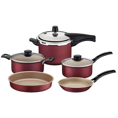 Conjunto de Panelas 5 Peças Tramontina Turim em Alumínio com Revestimento Antiaderente Starflon Max Vermelho
