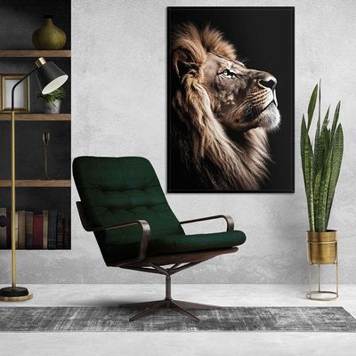 Quadro Decorativo Leão Da Fé Moldura Preta Cx Alta 40x60