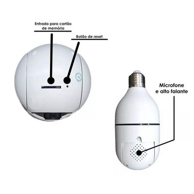 Camera Ip Segurança Tipo Lâmpada Giratoria Wifi Vigilância HD 1080p