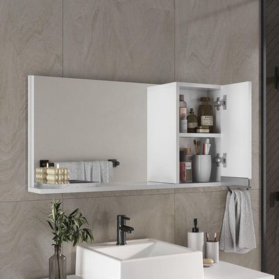 Conjunto Gabinete Banheiro Virtus 80cm - Gabinete + Cuba + Espelheira Branco Inteiro