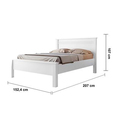 Cama de Casal Conquista Mel com Ripas Largas em MDF - 152cm de largura Branco