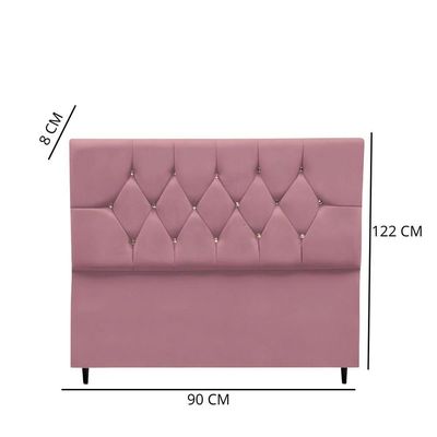 Cabeceira Estofada Cama Box Solteirão 100 Cm Suede Nina rosê