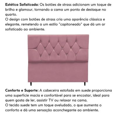 Cabeceira Estofada Cama Box Solteirão 100 Cm Suede Nina rosê