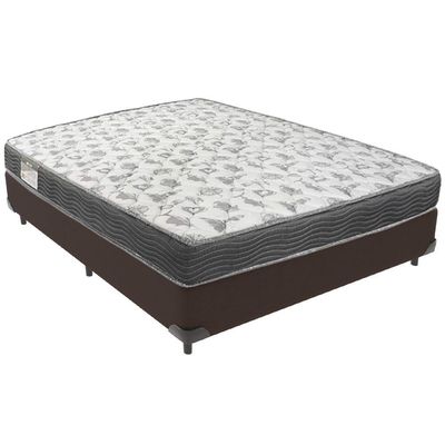 Cama Box Marrom E Colchão Iso100 Espuma D33 Casal Ortobom