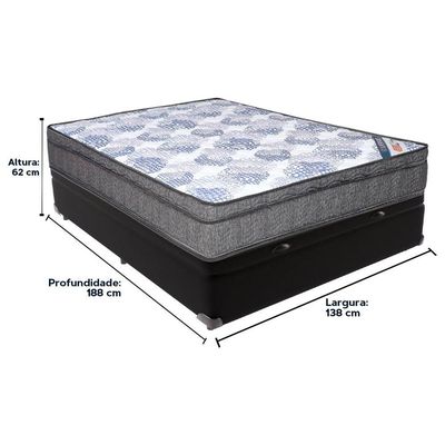 Cama Box Baú Preto E Colchão Iso Superpocket Molas Ensacadas Casal Ortobom