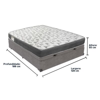 Cama Box Baú Cinza E Colchão Iso100 Espuma D33 Viúvo Ortobom