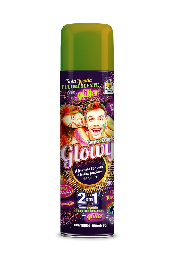 Spray Pinta Cabelo Glowy Fluorescente Dourado