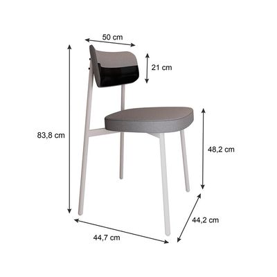 Conjunto com 2 Cadeiras Alloa Polipropileno Cinza Claro e Preto