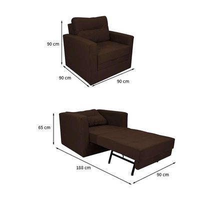 Sofá-Cama Solteiro Marisol Suede Marrom