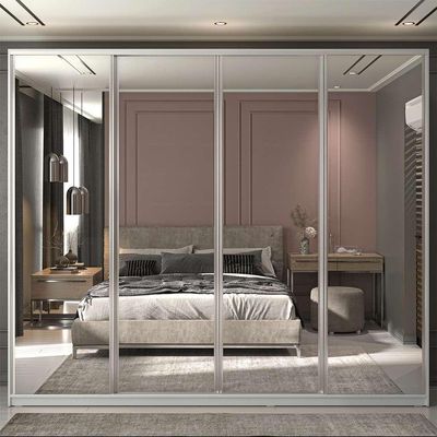 Guarda-Roupa Casal com Espelho Zermatt 100% MDF  4 PT 6 GV Branco