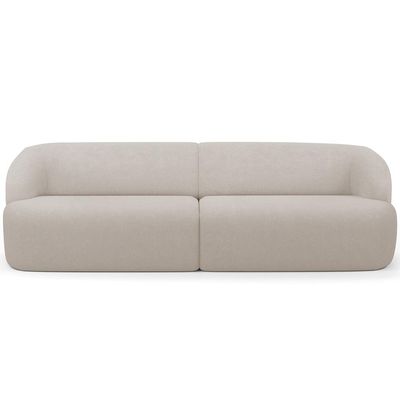 Sofá 4 Lugares Curvo Orgânico Para Sala Living 280cm Barolo L06 Bouclê Bege - Lyam Decor