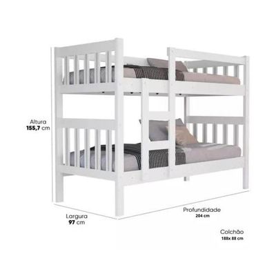 Kit Beliche Solteiro Com Cama Auxiliar Parc. Sem Juros
