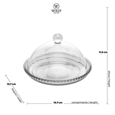 Queijeira Cristal Pearl Bolinha Wolff Transparente