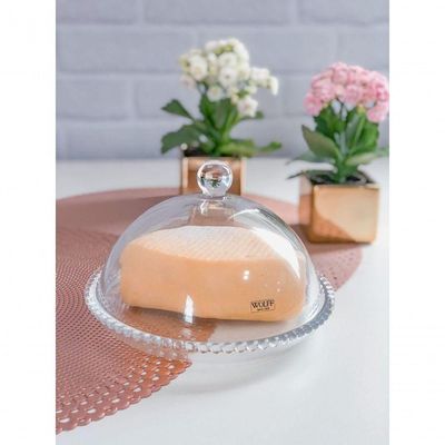 Queijeira Cristal Pearl Bolinha Wolff Transparente