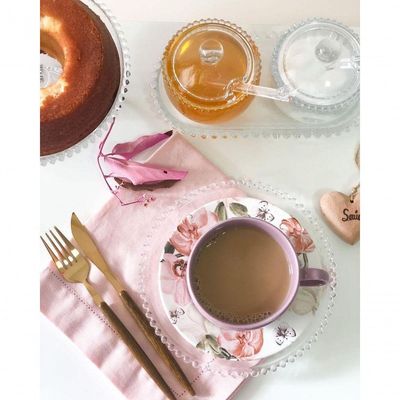 Combo Açucareiro + Meleira + Travessa Pearl Bolinha Wolff Transparente