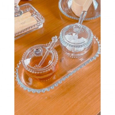 Kit Queijeira + Manteigueira + Açucareiro + Meleira + Travessa Pearl Wolff Transparente